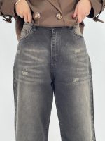 شلوار جین زنانه بگ با سنگشور قهوه ای