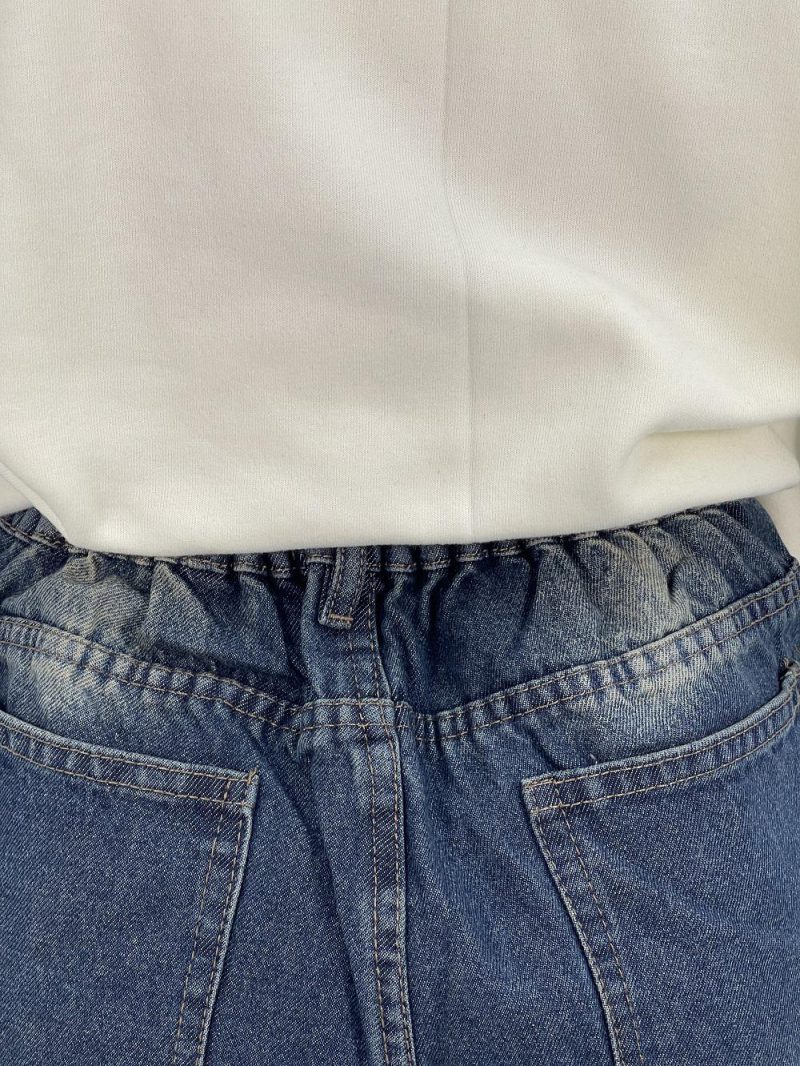 شلوار جین زنانه نیم بگ آبی سنگشور