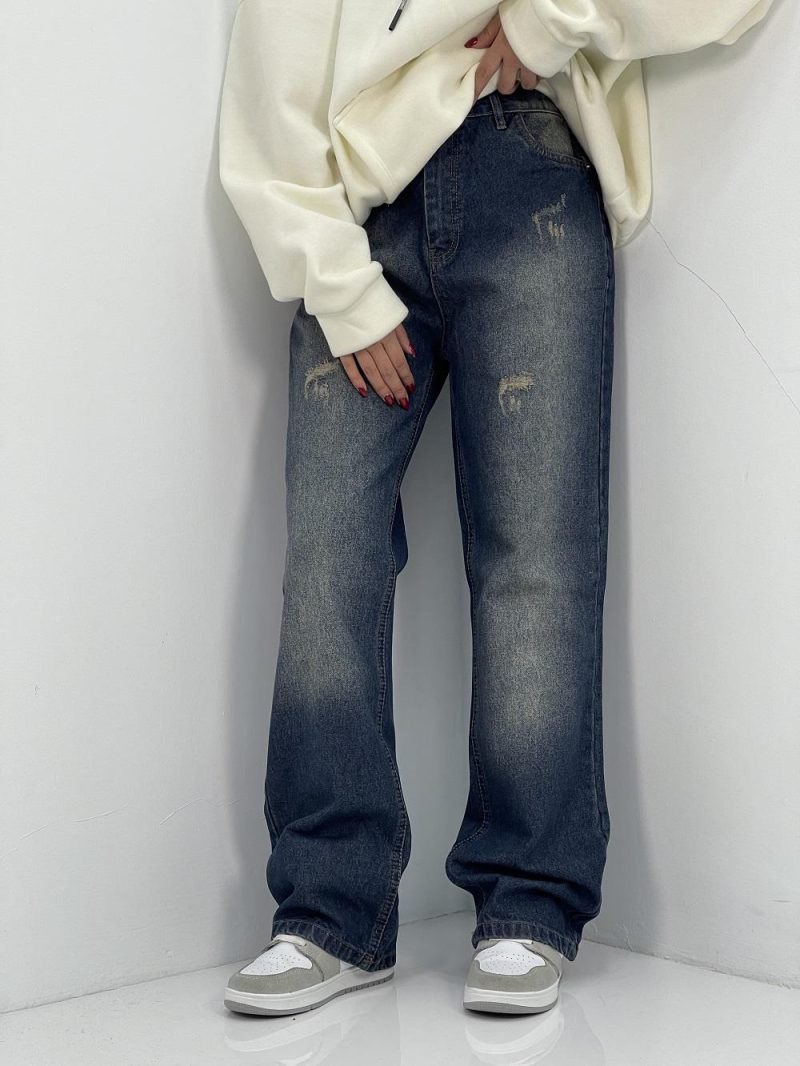 شلوار جین زنانه نیم بگ آبی سنگشور