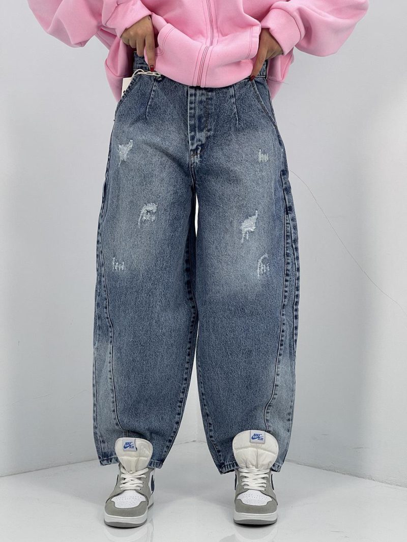 شلوار جین زنانه بالونی آبی روشن سنگشور