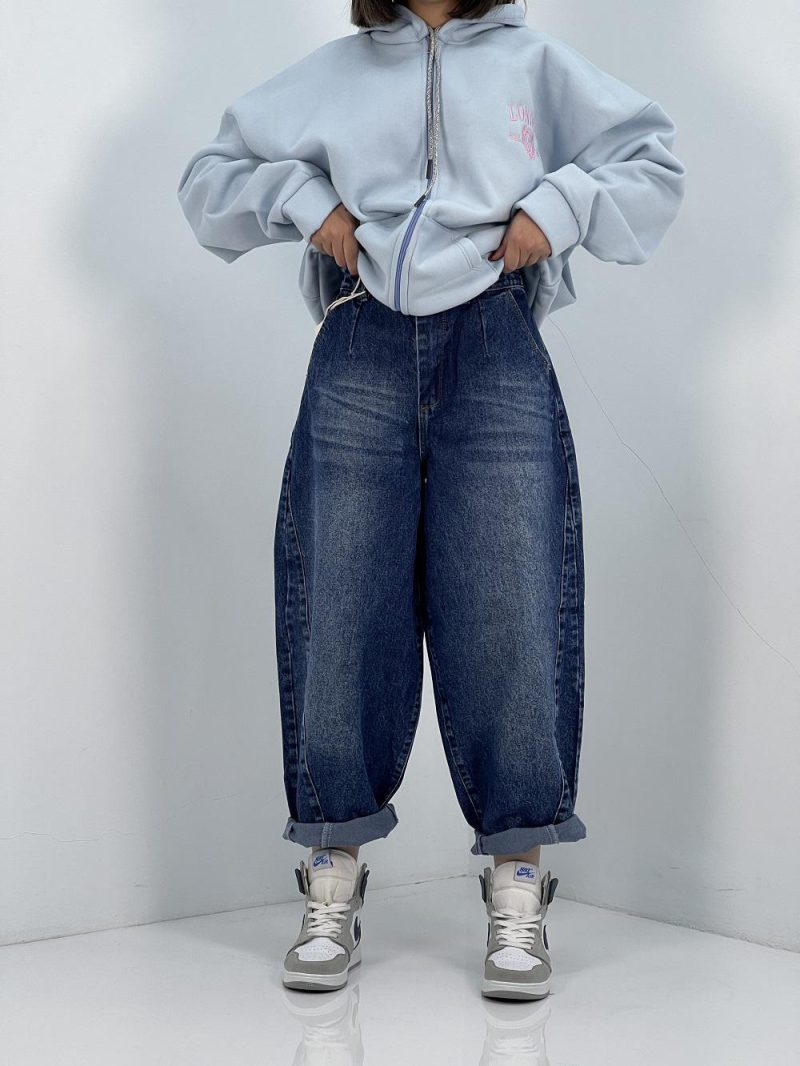 شلوار جین زنانه بالونی آبی تیره