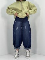 شلوار جین زنانه بالونیسرمه ای سنگشور