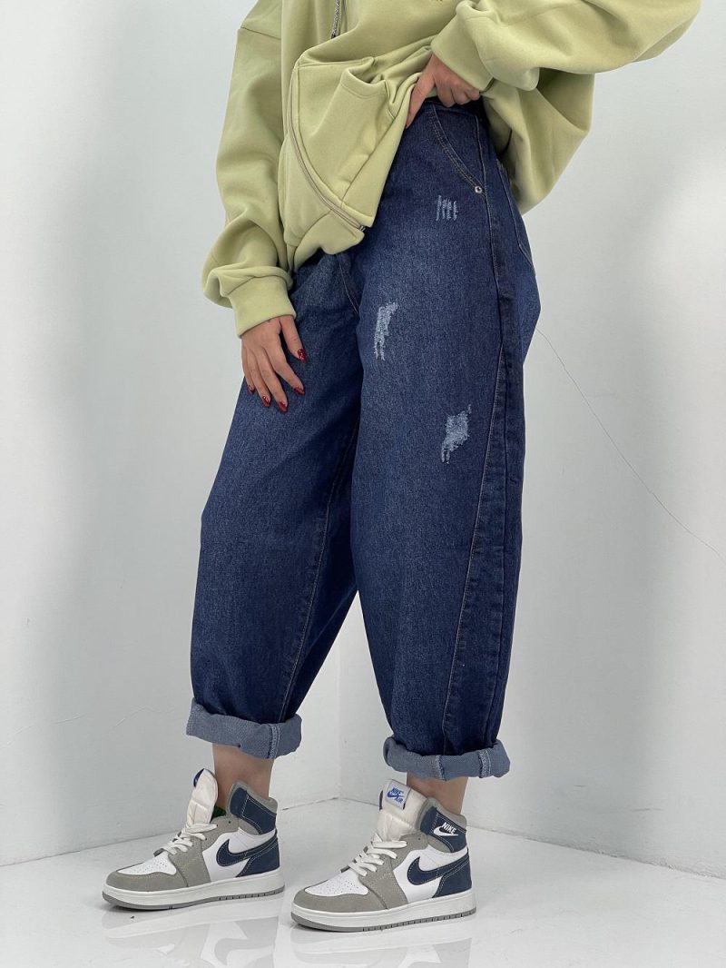 شلوار جین زنانه بالونیسرمه ای سنگشور