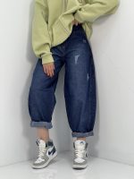 شلوار جین زنانه بالونیسرمه ای سنگشور