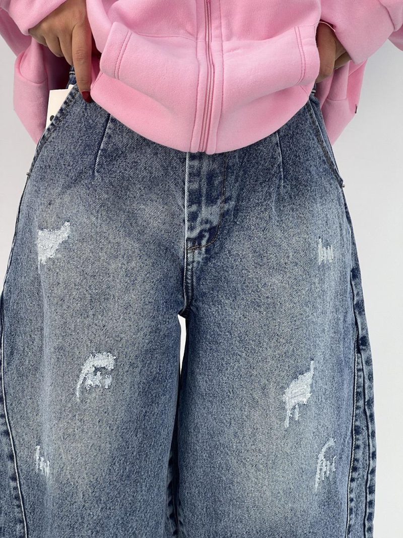 شلوار جین زنانه بالونی آبی روشن سنگشور