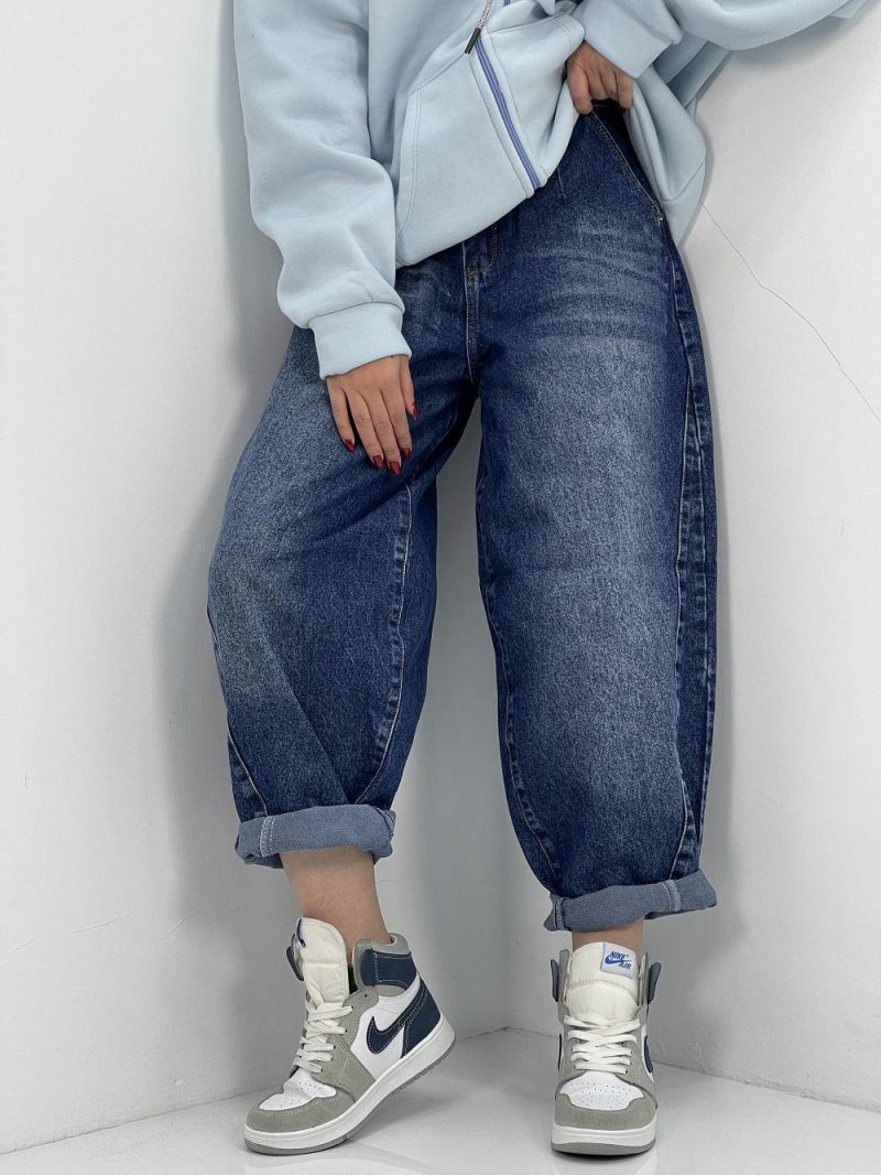 شلوار جین زنانه بالونی آبی تیره