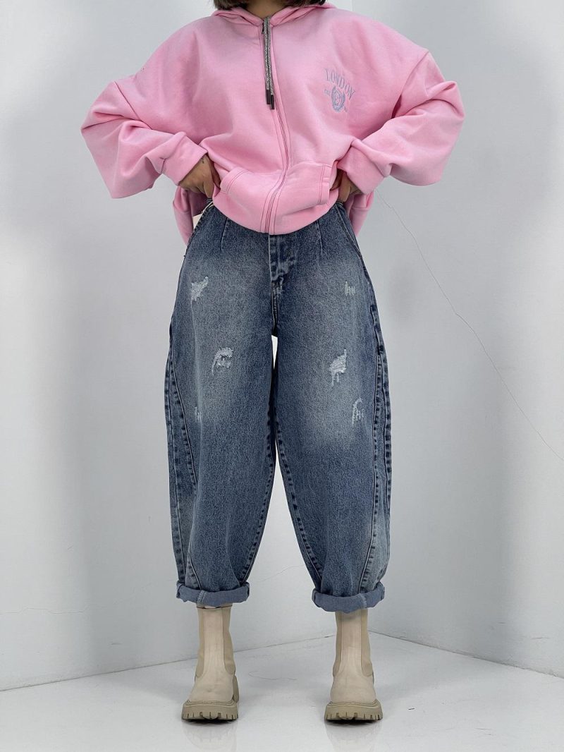 شلوار جین زنانه بالونی آبی روشن سنگشور