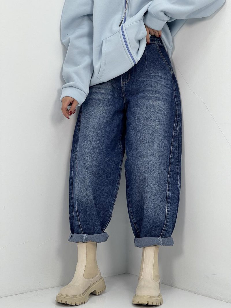 شلوار جین زنانه بالونی آبی تیره