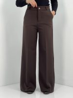 شلوار پارچه ای زنانه فول بگ قهوه ای سوخته
