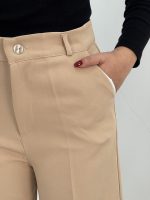 شلوار پارچه ای زنانه فول بگ کرم رنگ