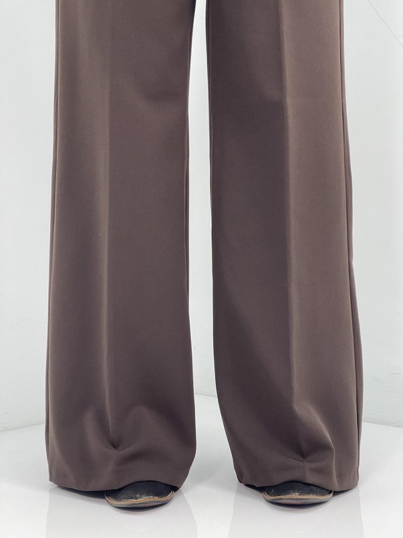 شلوار پارچه ای زنانه فول بگ قهوه ای سوخته