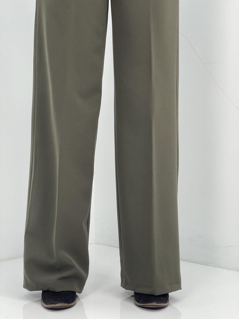 شلوار پارچه ای زنانه فول بگ سبز رنگ