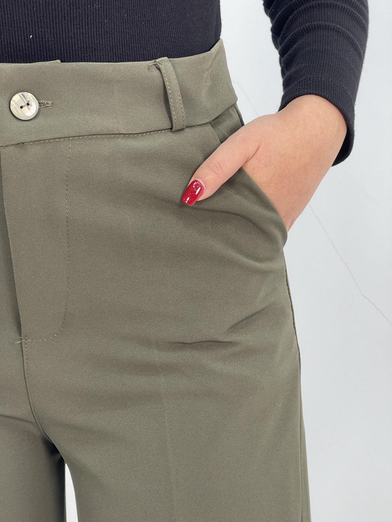 شلوار پارچه ای زنانه فول بگ سبز رنگ