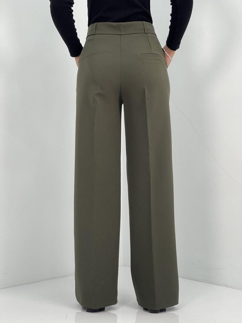 شلوار پارچه ای زنانه فول بگ سبز رنگ