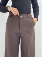 شلوار پارچه ای زنانه فول بگ قهوه ای سوخته
