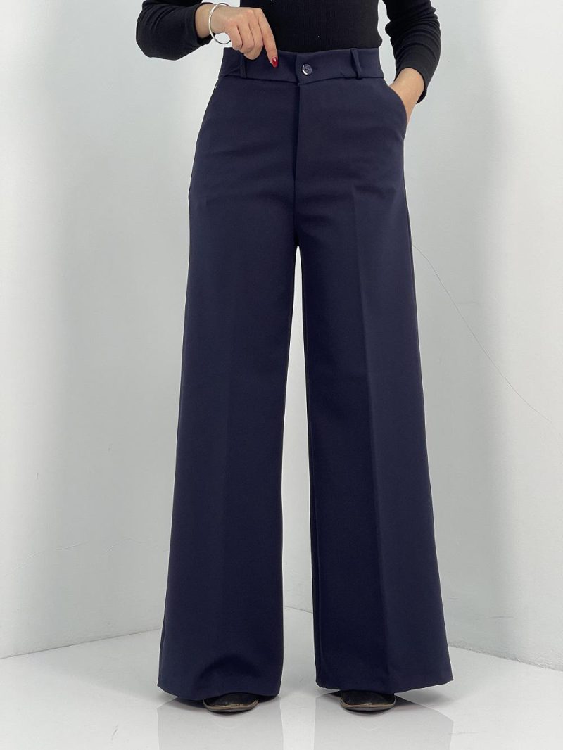 شلوار پارچه ای زنانه فول بگ سرمه ای