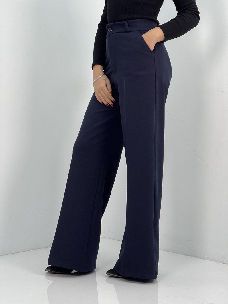 شلوار پارچه ای زنانه فول بگ سرمه ای