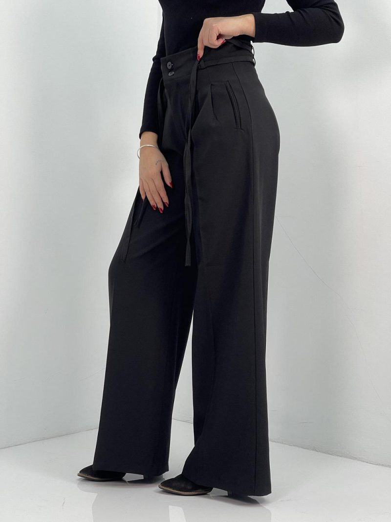 شلوار پارچه ای زنانه فول بگ مشکی