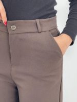 شلوار پارچه ای زنانه فول بگ قهوه ای سوخته