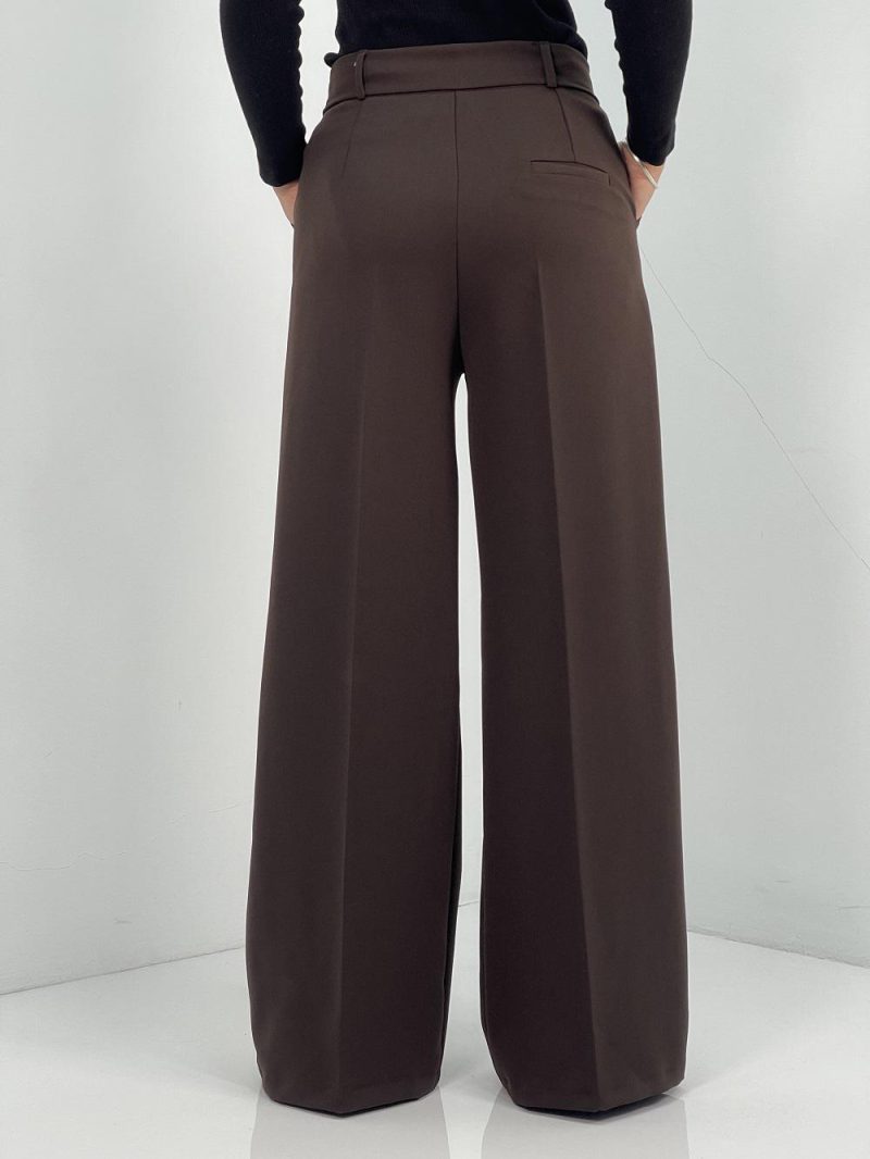 شلوار پارچه ای زنانه فول بگ قهوه ای سوخته