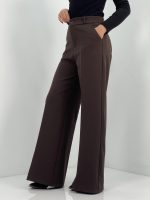 شلوار پارچه ای زنانه فول بگ قهوه ای سوخته