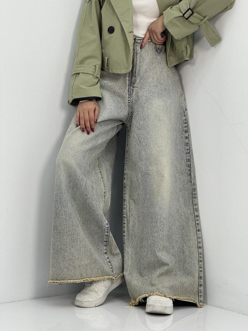 شلوار جین زنانه سوپر بگ کثیف شور