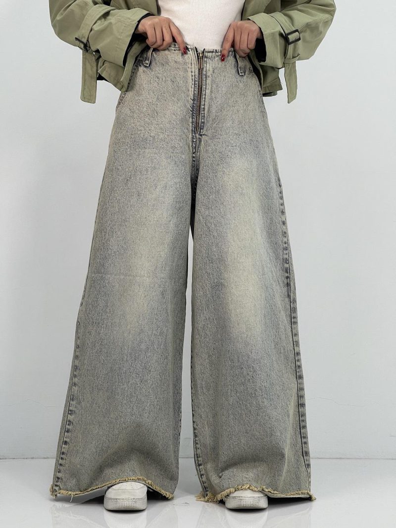 شلوار جین زنانه سوپر بگ کثیف شور