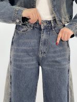 شلوار جین زنانه فول بگ با سنگشور قهوه ای