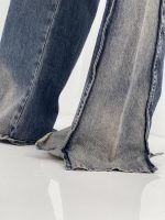 شلوار جین زنانه فول بگ با سنگشور قهوه ای