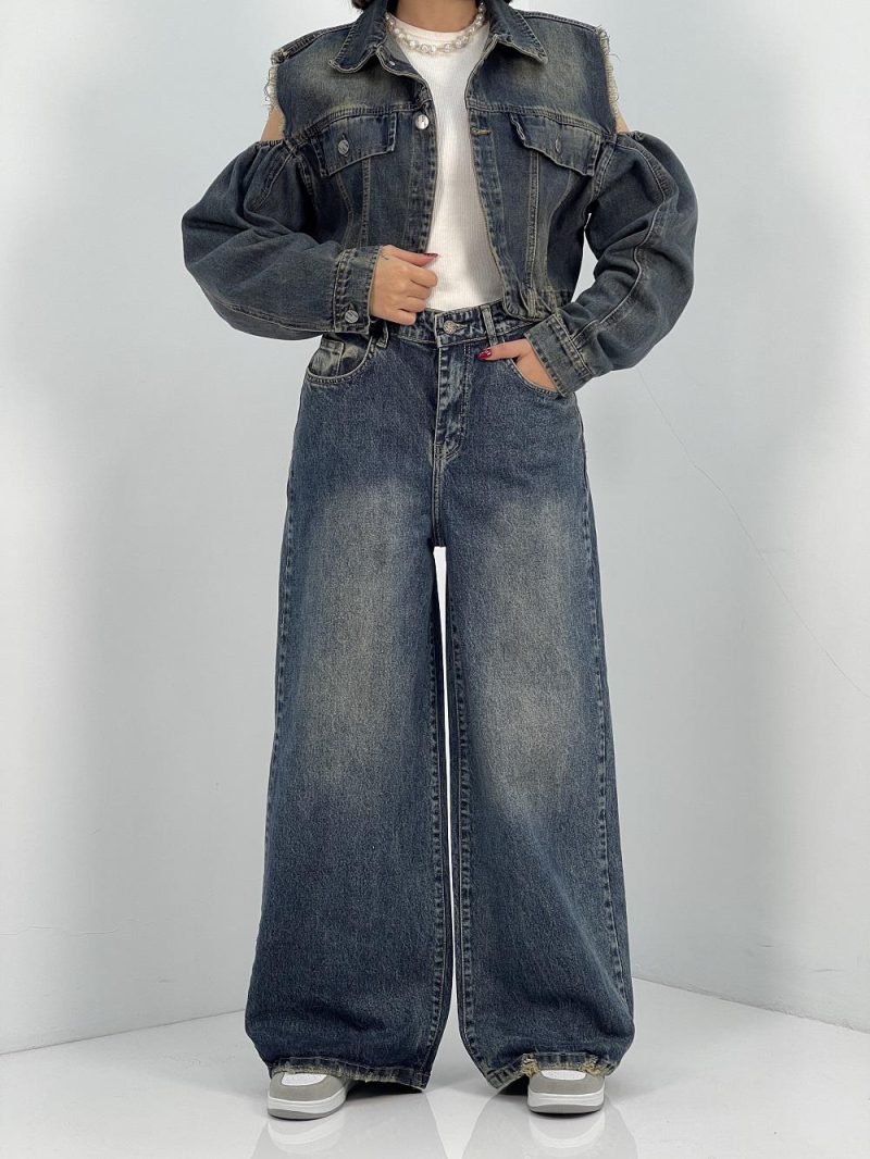 شلوار جین زنانه فول بگ سنگشور خاص