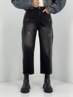 شلوار جین زنانه واد لگ زغالی