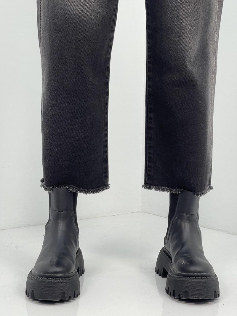 شلوار جین زنانه واد لگ زغالی