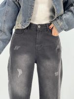 شلوار جین زنانه واد لگ زغالی