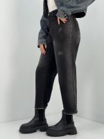 شلوار جین زنانه واد لگ زغالی