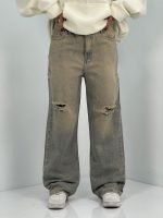 شلوار جین زنانه نیم بگ سنگشور کرم