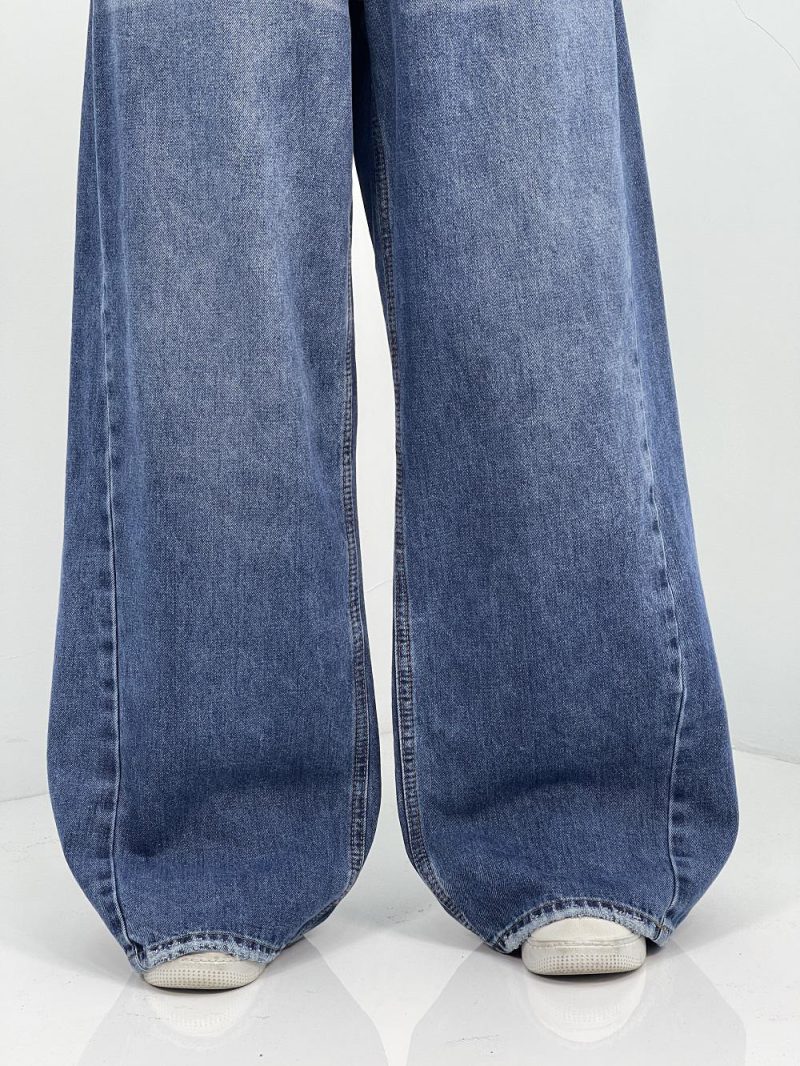 شلوار جین زنانه فول بگ آبی تیره