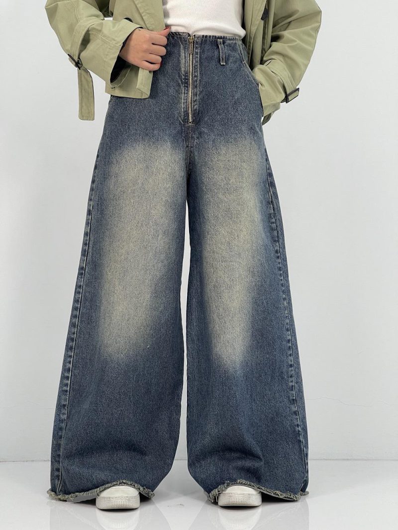 شلوار جین زنانه سوپر بگ آبی سنگشور