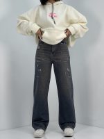 شلوار جین زنانه نیم بگ گازوئیلی