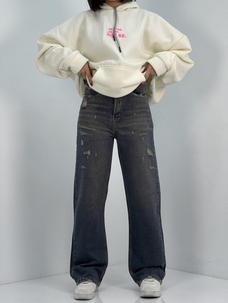 شلوار جین زنانه نیم بگ گازوئیلی