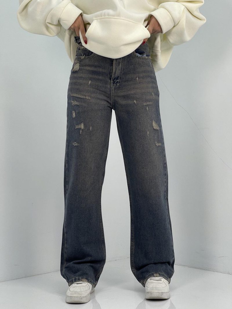 شلوار جین زنانه نیم بگ گازوئیلی