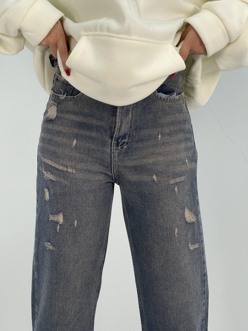 شلوار جین زنانه نیم بگ گازوئیلی