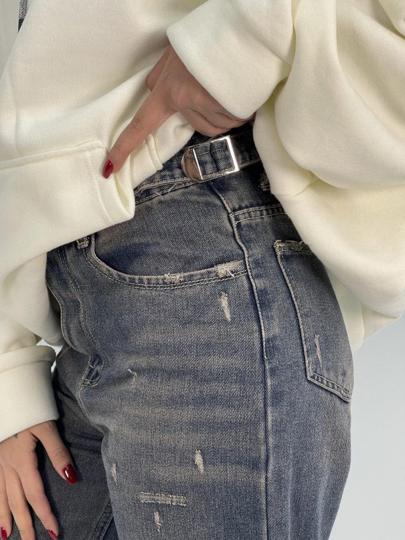 شلوار جین زنانه نیم بگ گازوئیلی