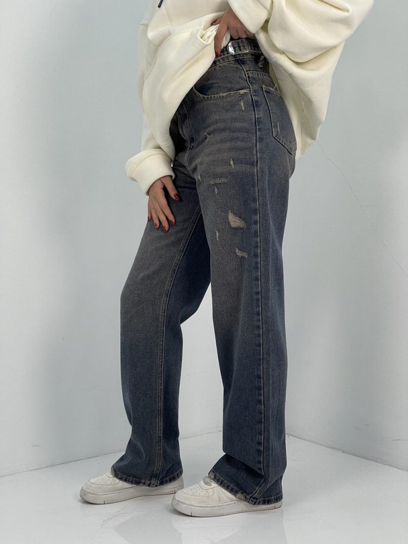 شلوار جین زنانه نیم بگ گازوئیلی