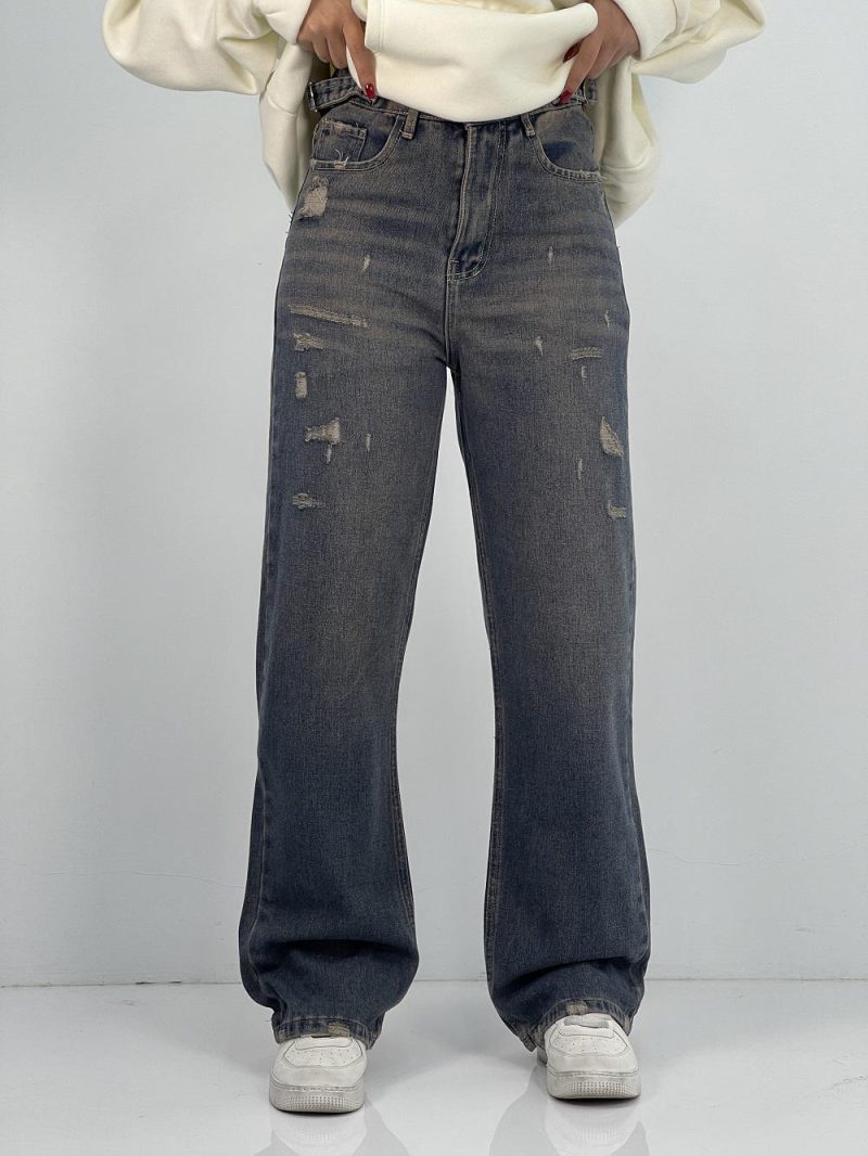 شلوار جین زنانه نیم بگ گازوئیلی