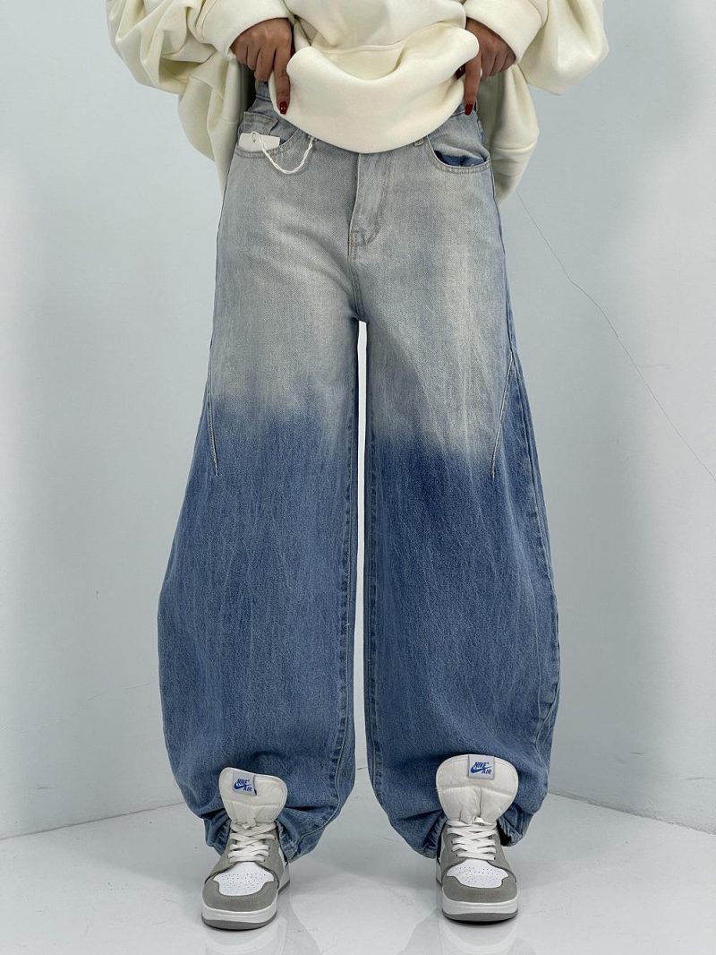 شلوار جین زنانه بالونی آبی روشن