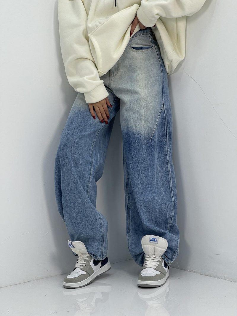 شلوار جین زنانه بالونی آبی روشن