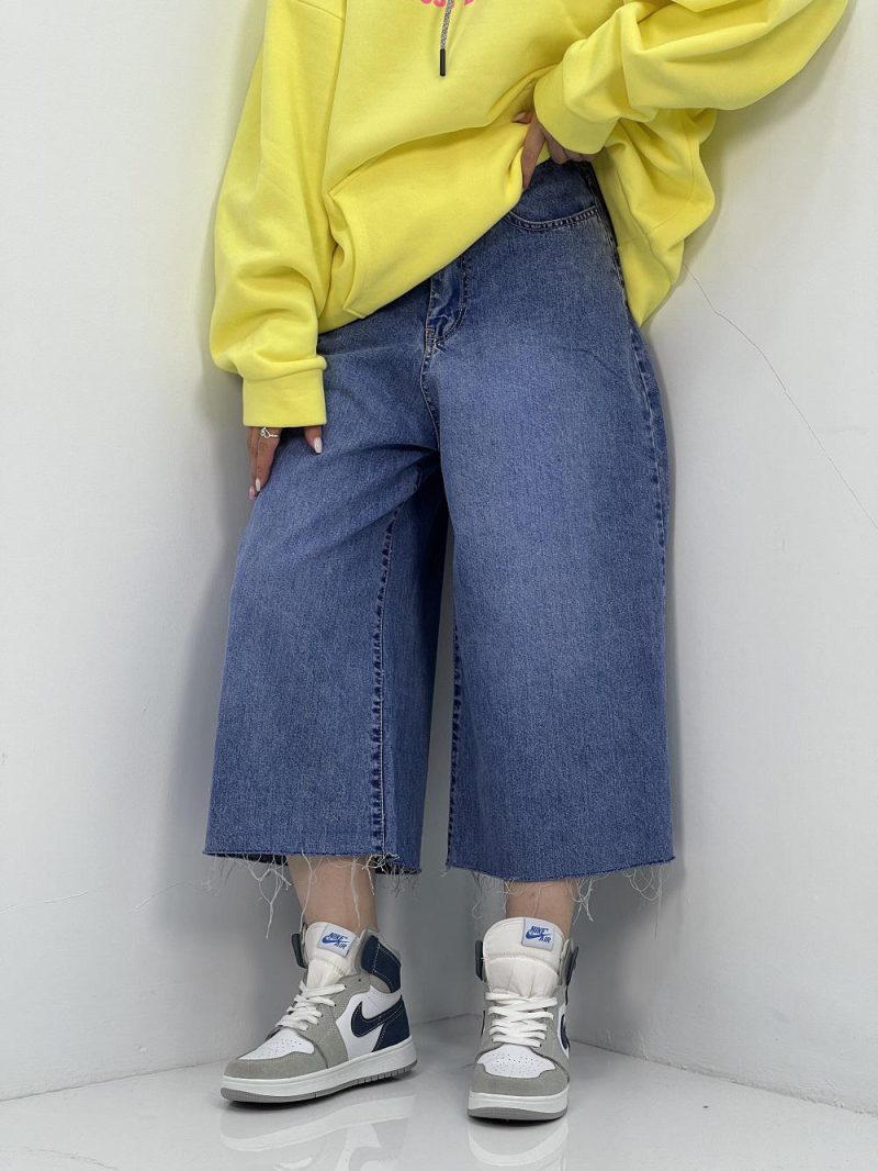 شلوارک جین زنانه سوپر بگ آبی تیره