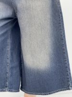 شلوار جین زنانه سوپر بگ کوتاه آبی سنگشور