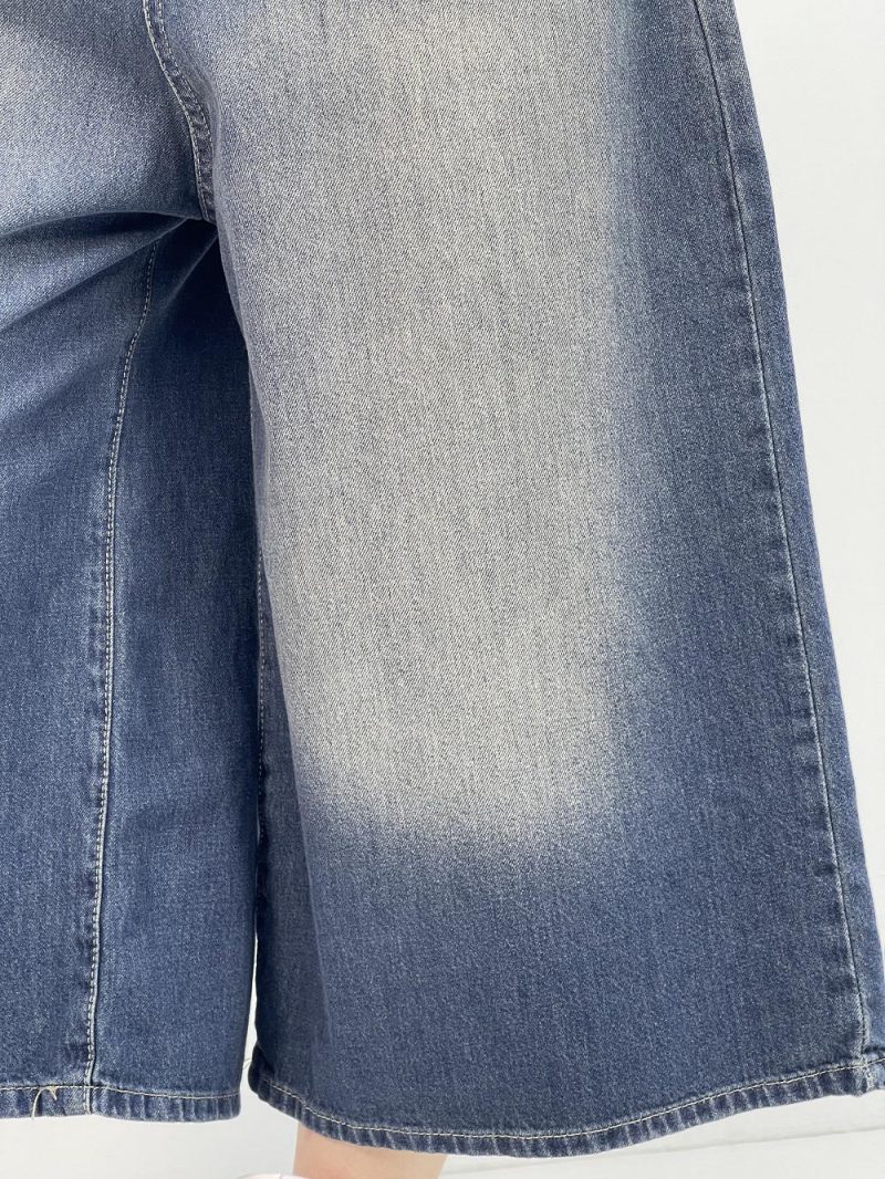 شلوار جین زنانه سوپر بگ کوتاه آبی سنگشور