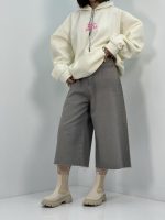 شلوار جین زنانه سوپر بگ کوتاه رنگ کرم